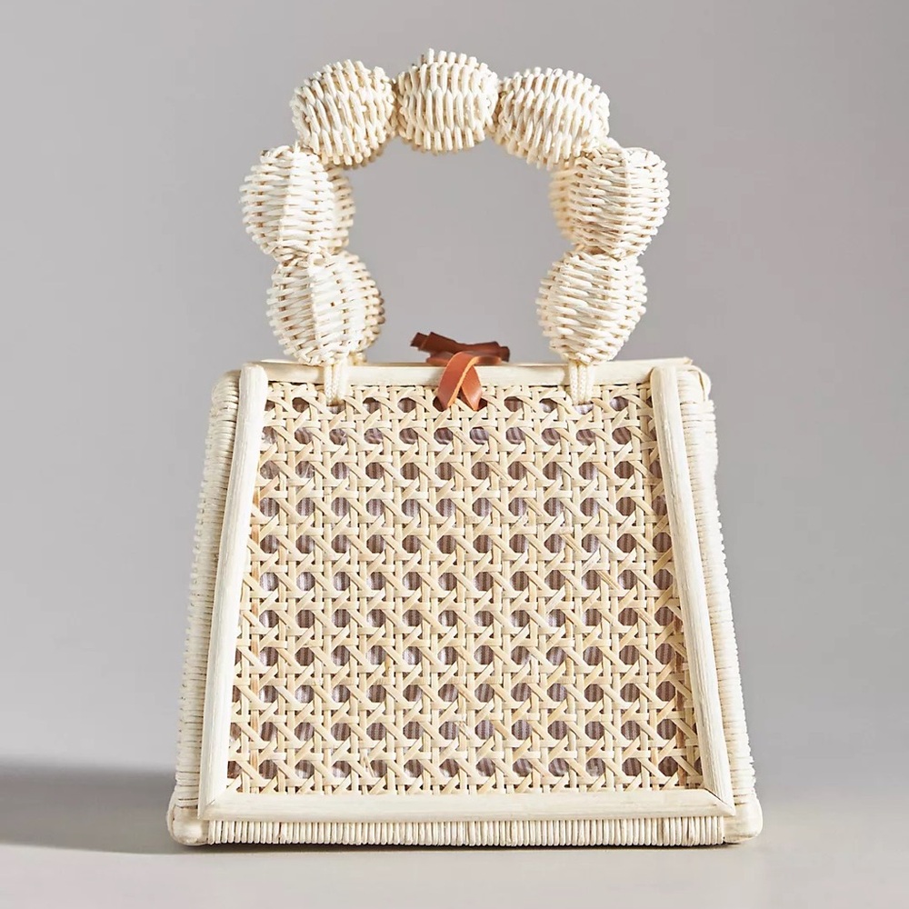 Anthropologie Cream Woven Mini Bag